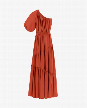 Cuyana Gathered One Shoulder Kleid Damen Orange | ALE2483UH