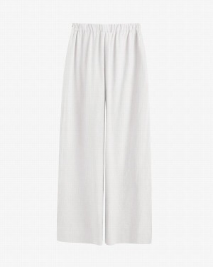 Cuyana Linen Weite Leg Hose Damen Weiß | NPV1074HW