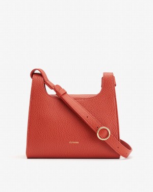 Cuyana Mini Double Loop Schultertaschen Damen Dunkelkoralle | TRE1024CG