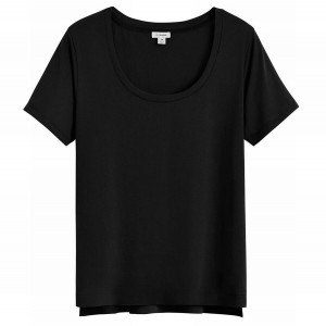 Cuyana Pima Scoop Neck Tee T-shirts Damen Schwarz | VFR8970BN