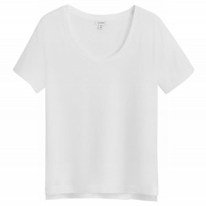 Cuyana Pima Scoop Neck Tee T-shirts Damen Weiß | LWY3511OY