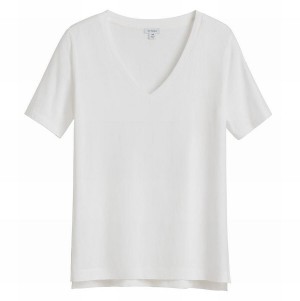 Cuyana Pima V-Neck Tee T-shirts Damen Weiß | JSN6225WD