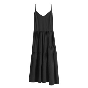 Cuyana Poplin Tiered Kleid Damen Schwarz | FWX645NP