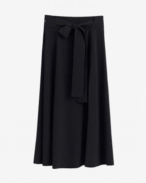 Cuyana Silk Belted Midi Röcke Damen Schwarz | UJO8492SK