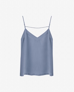 Cuyana Silk Cami Muskelshirt Damen Blau | DZN2142NY