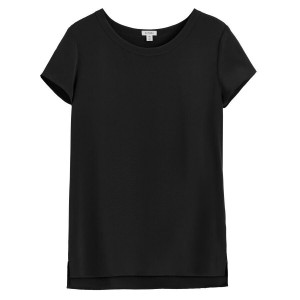 Cuyana Silk High-Low Tee T-shirts Damen Schwarz | ATP1723VR