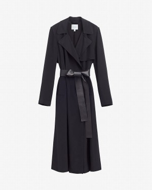 Cuyana Silk Klassische Trench Windjacke Damen Schwarz | ZOY7260IG