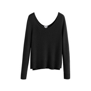 Cuyana Single-Origin Cashmere Scoop Neck Pullover Damen Schwarz | DWQ9987LW