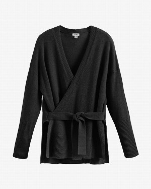 Cuyana Single Origin Cashmere Wrap Pullover Damen Schwarz | VRU1981WW