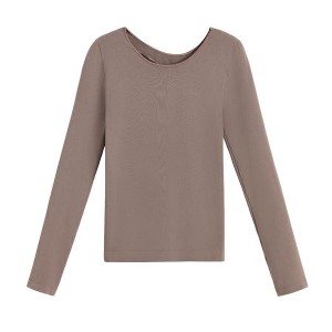 Cuyana Stretch Long Sleeve Tee T-shirts Damen Hellbraun | ROX8079LU