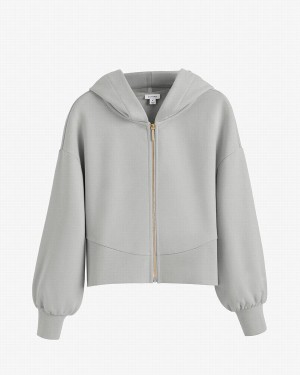 Cuyana Terry Zip Front Hoodie Damen Grau | JGX6668EP