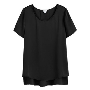 Cuyana Washable Charmeuse High-Low Top T-shirts Damen Schwarz | HUD6385BJ