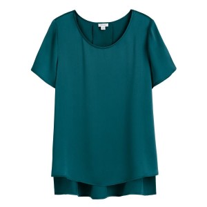 Cuyana Washable Charmeuse High-Low Top T-shirts Damen Blau | QNF9544CH