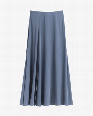 Cuyana Washable Silk Maxi Röcke Damen Blau | UPD672XU