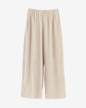 Cuyana Washable Silk Weite-Leg Cropped Hose Damen Braun | BFD9232TG