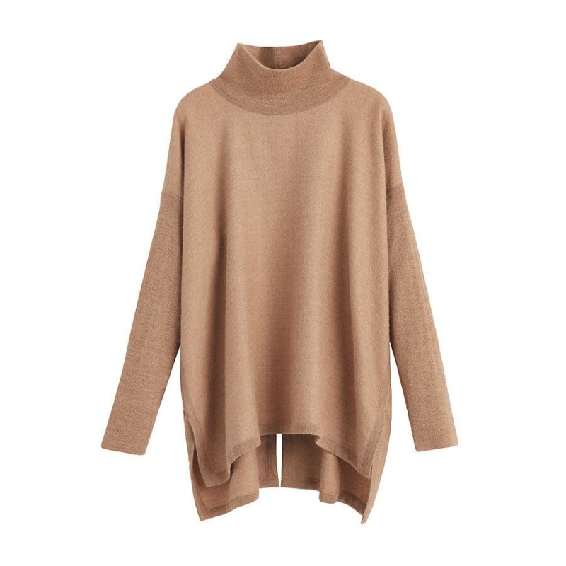 Cuyana Alpaca Open-Back Turtleneck Pullover Damen Braun | JEY3430PU