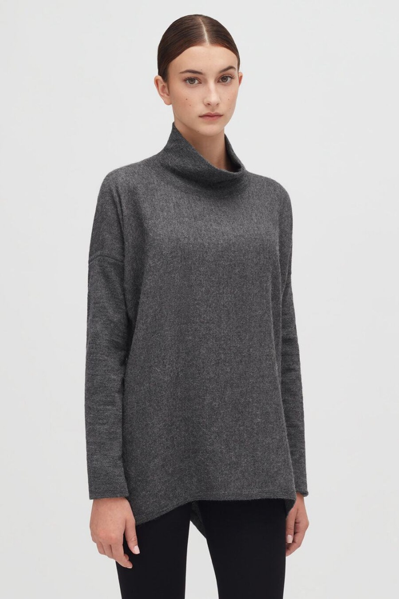 Cuyana Alpaca Open-Back Turtleneck Pullover Damen Grau | UKU327VB