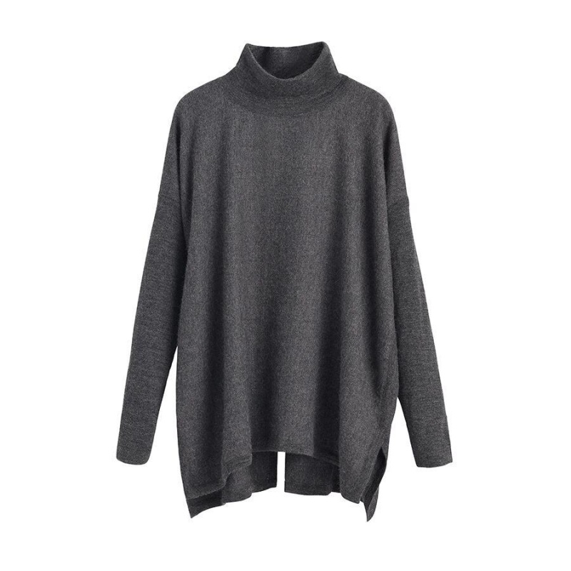 Cuyana Alpaca Open-Back Turtleneck Pullover Damen Grau | UKU327VB