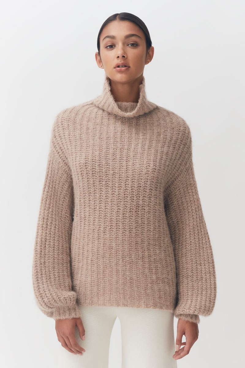 Cuyana Alpaca Wolle Turtleneck Pullover Damen Khaki | JTB5541BM