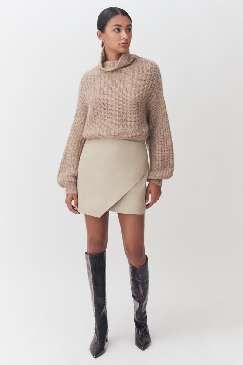 Cuyana Alpaca Wolle Turtleneck Pullover Damen Khaki | JTB5541BM