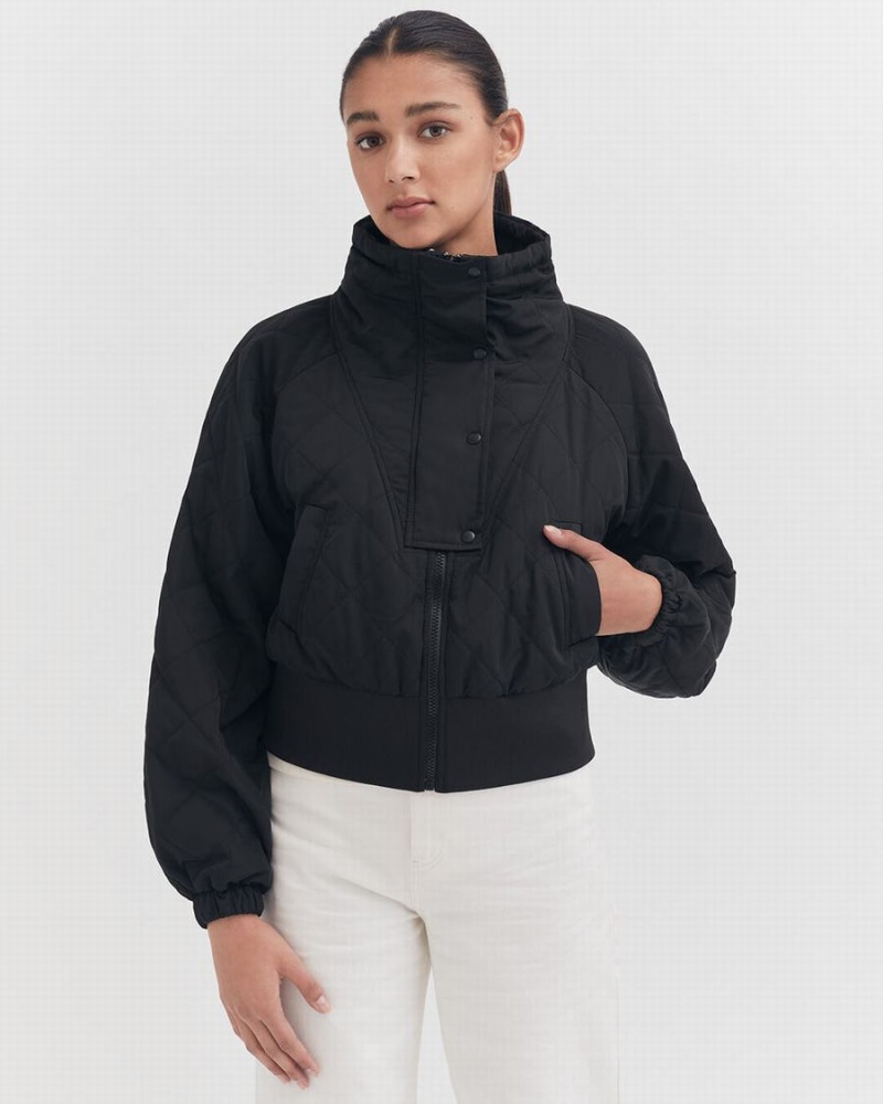 Cuyana Balloon Sleeve Light Puffer Daunenjacken Damen Schwarz | AZO2912UB