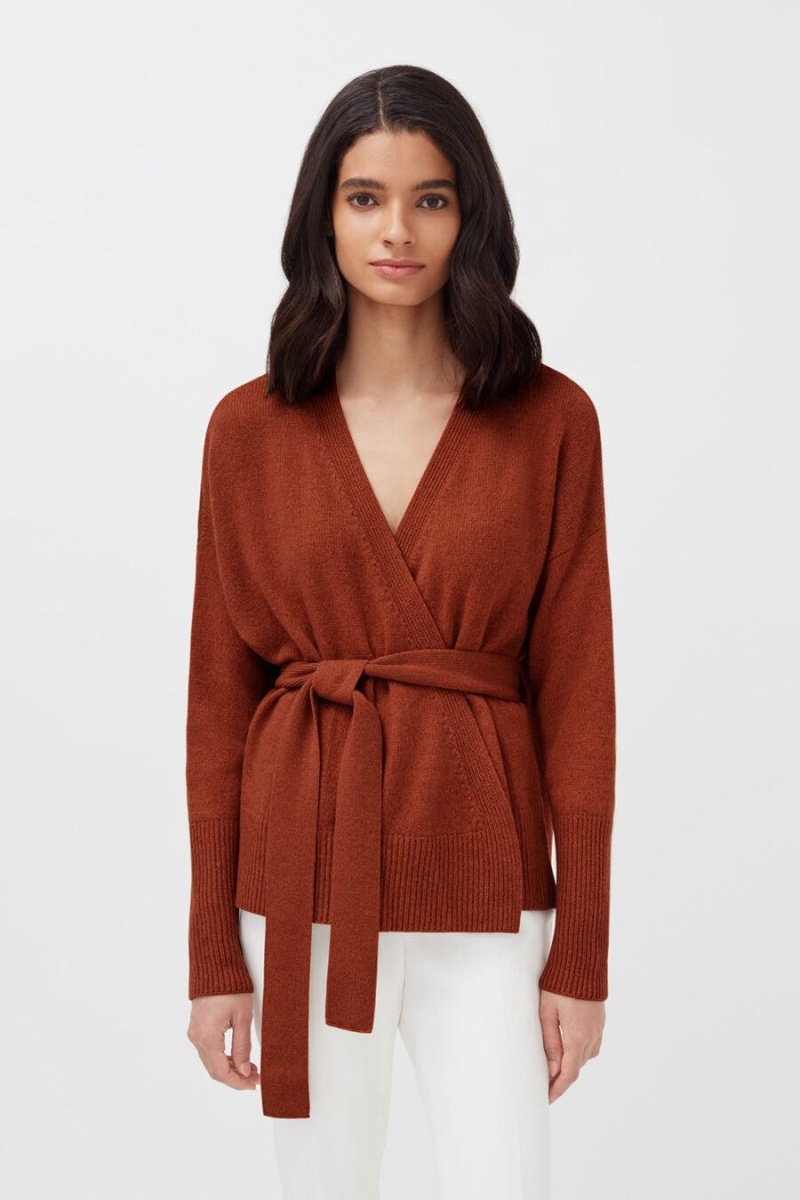 Cuyana Cashmere Soft Wrap Pullover Damen Dunkelorange | ZKZ170EU