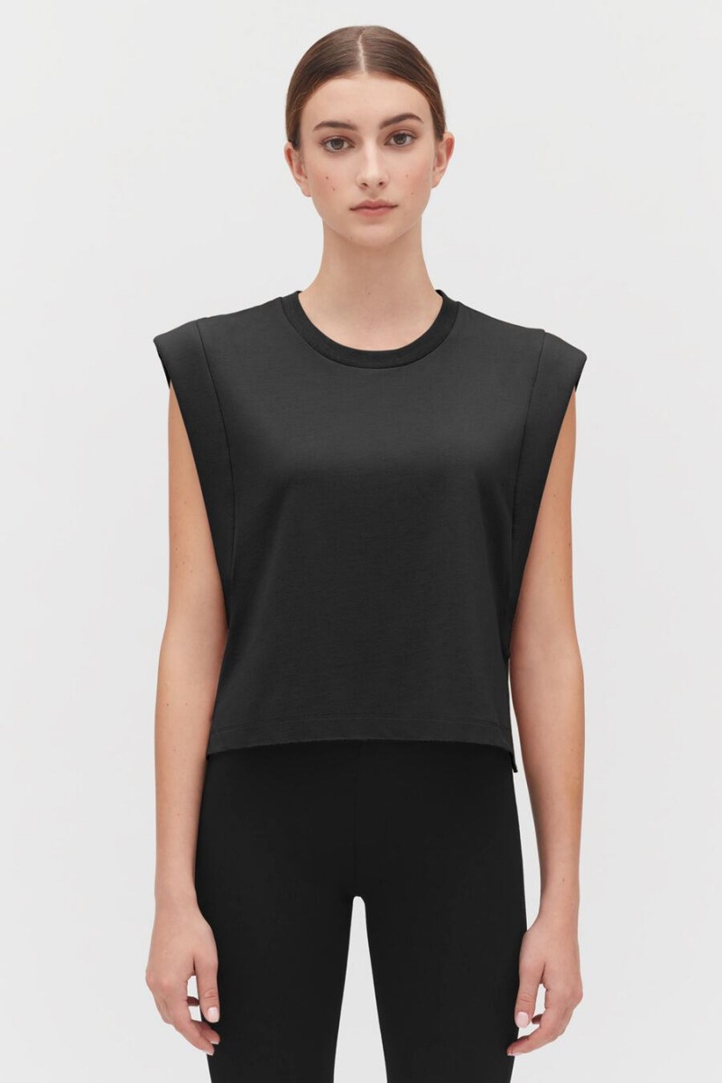 Cuyana Cropped Muskelshirt Damen Schwarz | GHF5478AL