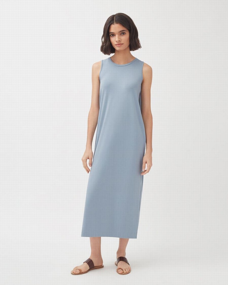 Cuyana Drape-Back Kleid Damen Blau | REP2437TJ