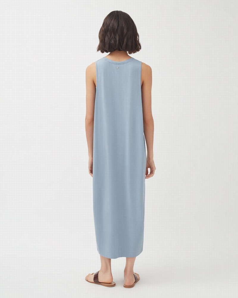 Cuyana Drape-Back Kleid Damen Blau | REP2437TJ