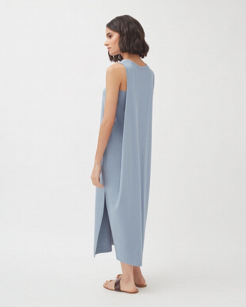 Cuyana Drape-Back Kleid Damen Blau | REP2437TJ