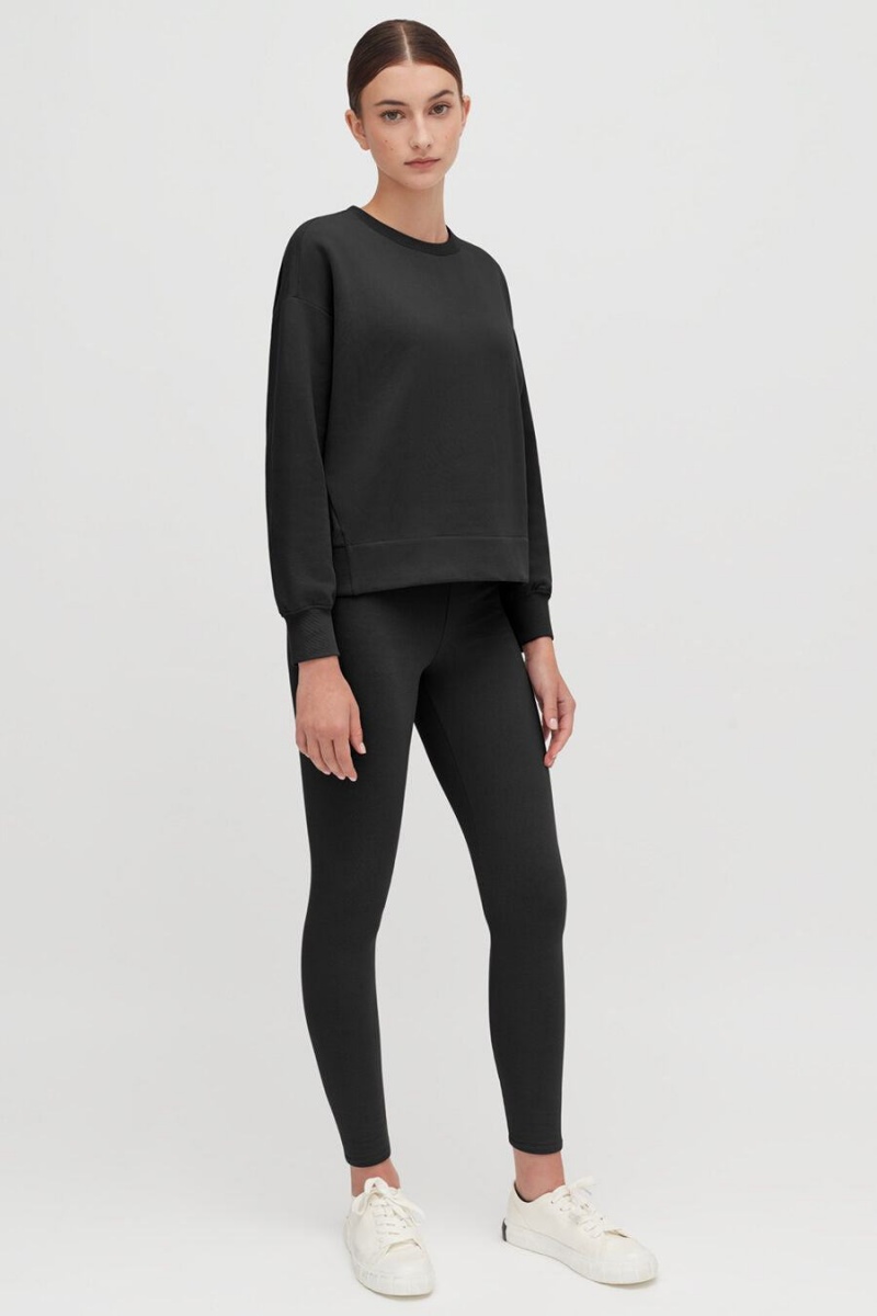 Cuyana Fleece Cropped Sweatshirts Damen Schwarz | EQF8216FT