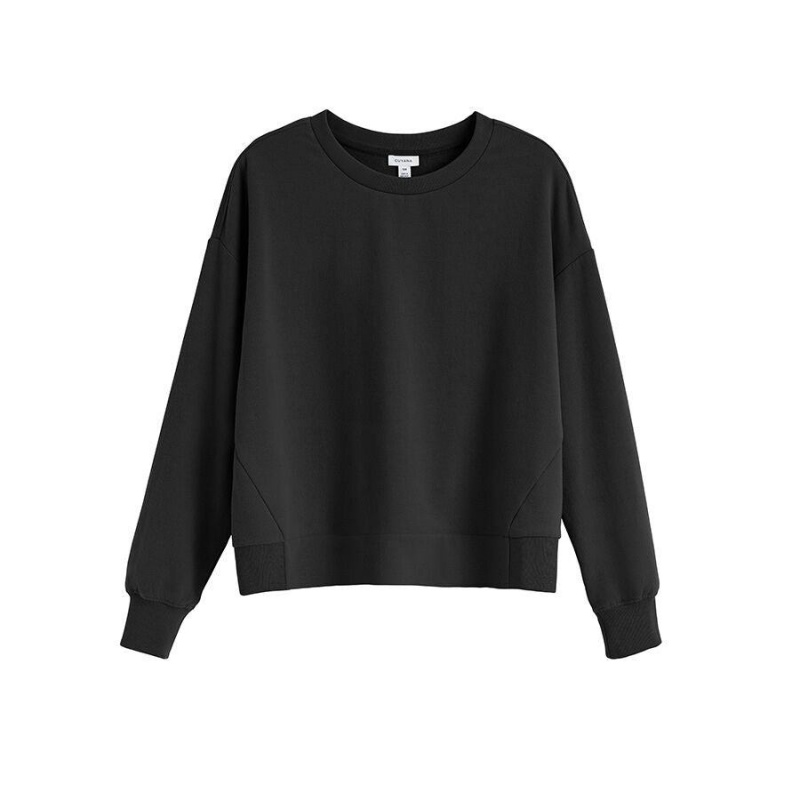 Cuyana Fleece Cropped Sweatshirts Damen Schwarz | EQF8216FT