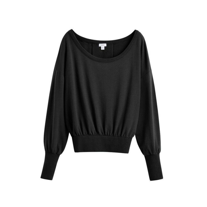 Cuyana French Terry Boatneck Sweatshirts Damen Schwarz | LHQ5325LP