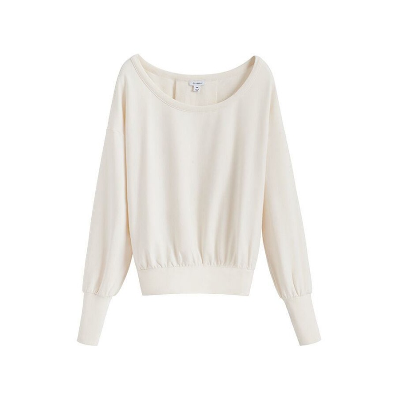 Cuyana French Terry Boatneck Sweatshirts Damen Weiß | DQW4516EO