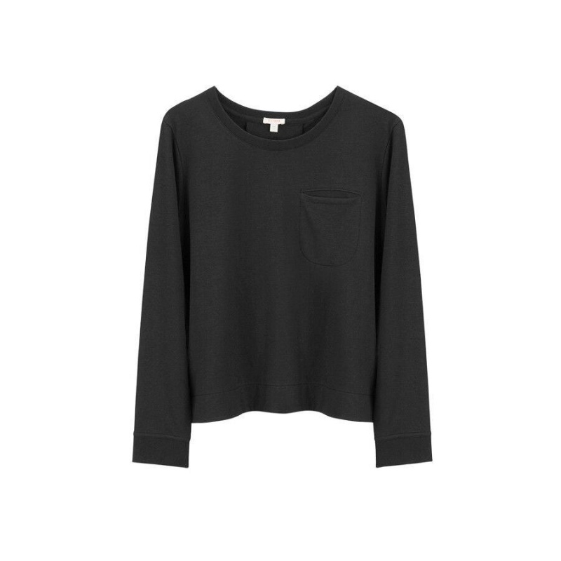 Cuyana French Terry Pleat-Back Sweatshirts Damen Schwarz | WDR9741IP