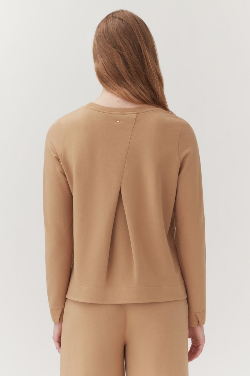 Cuyana French Terry Pleat-Back Sweatshirts Damen Braun | ECS9615SD