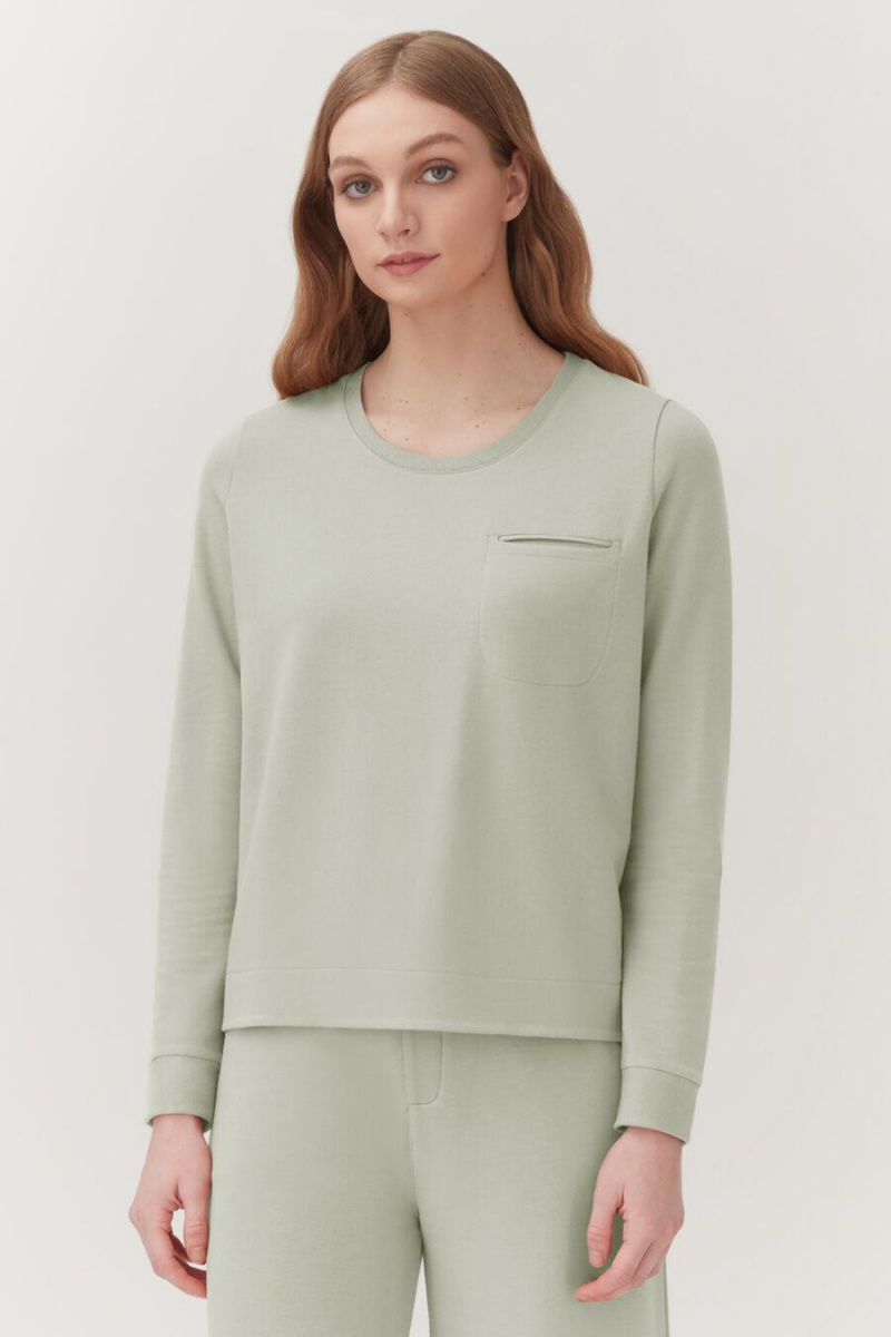 Cuyana French Terry Pleat-Back Sweatshirts Damen Grün | FOR242XD