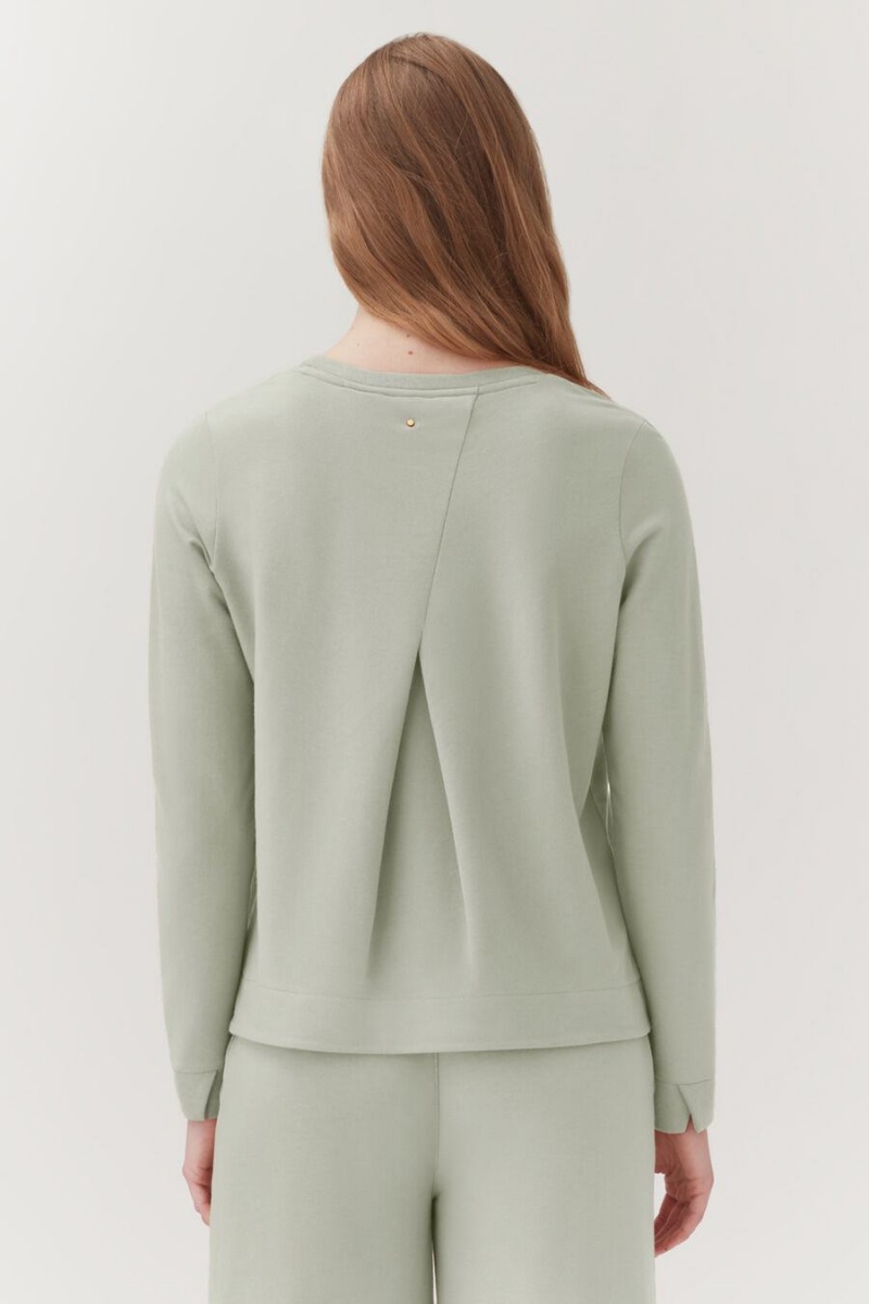 Cuyana French Terry Pleat-Back Sweatshirts Damen Grün | FOR242XD