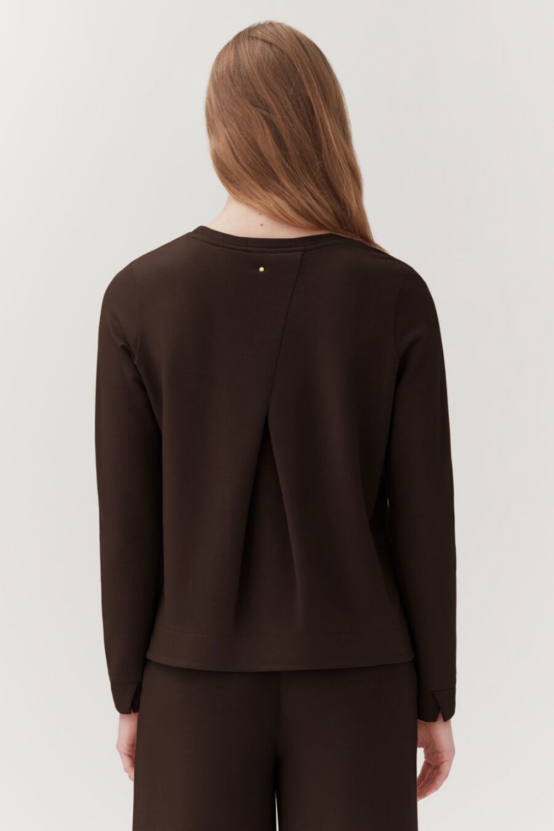 Cuyana French Terry Pleat-Back Sweatshirts Damen Dunkelbraun | EEU7294MB