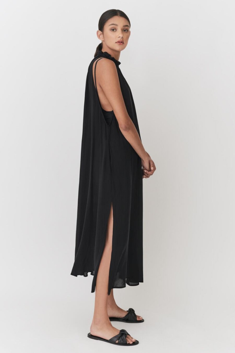 Cuyana Gathered-Neck Maxi Cover Up Kleid Damen Schwarz | CPL1268UE