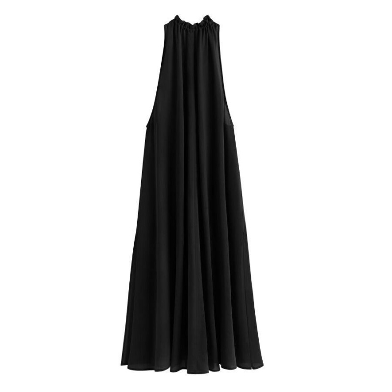 Cuyana Gathered-Neck Maxi Cover Up Kleid Damen Schwarz | CPL1268UE