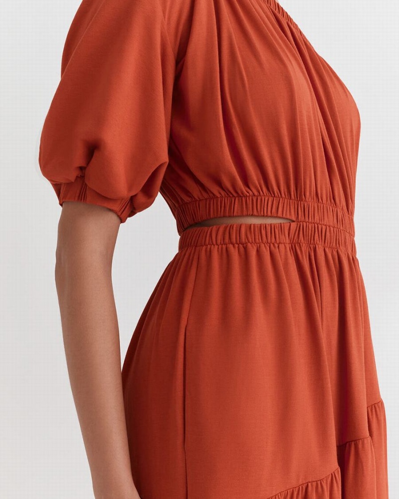 Cuyana Gathered One Shoulder Kleid Damen Orange | ALE2483UH