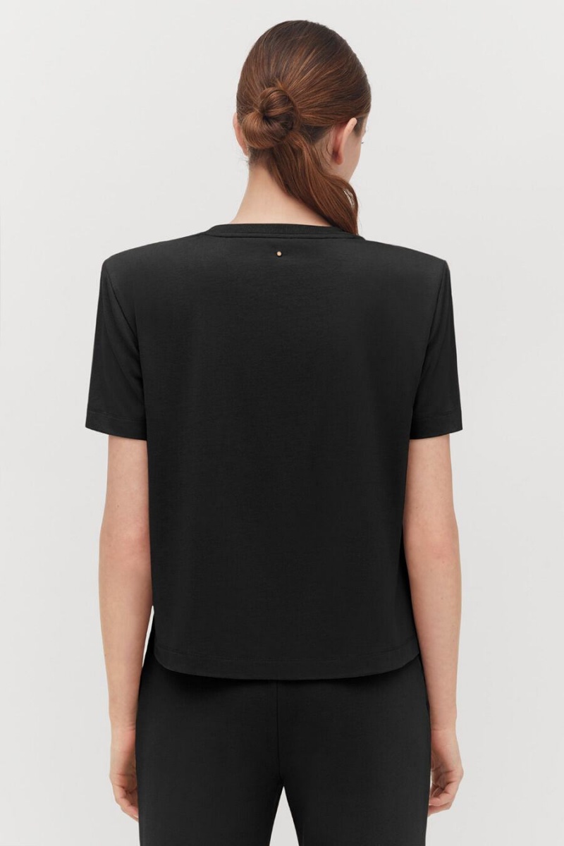 Cuyana Gepolstert Shoulder Cropped Tee T-shirts Damen Schwarz | MPD511VN