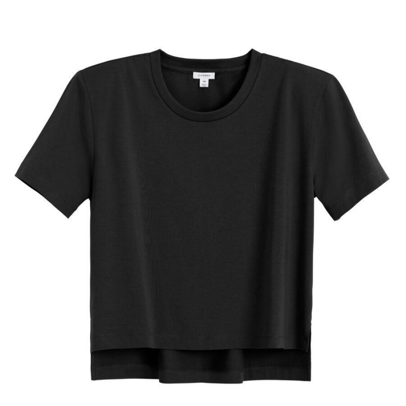 Cuyana Gepolstert Shoulder Cropped Tee T-shirts Damen Schwarz | MPD511VN