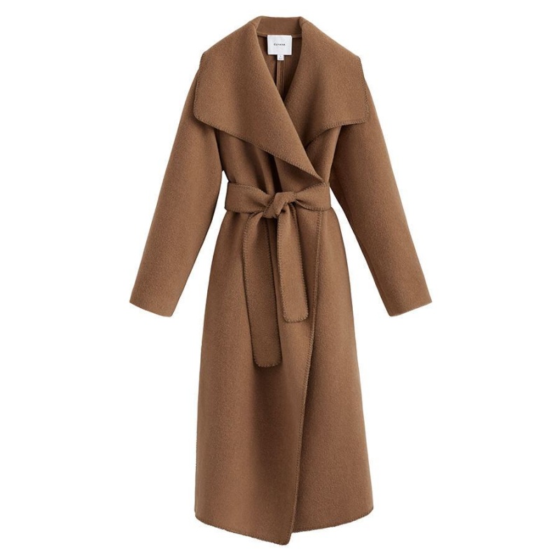 Cuyana Light Wolle Wrap Mäntel Damen Braun | LJH464UY