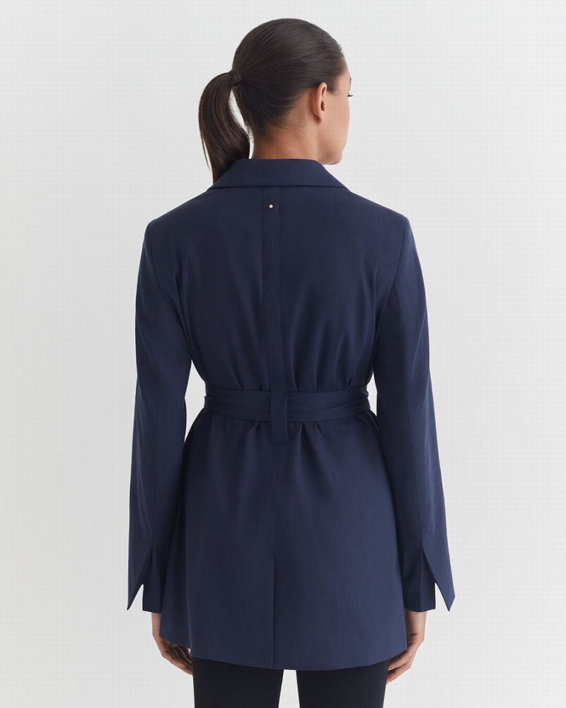 Cuyana Linen Relaxed Blazer Damen Navy | EZG2999EE