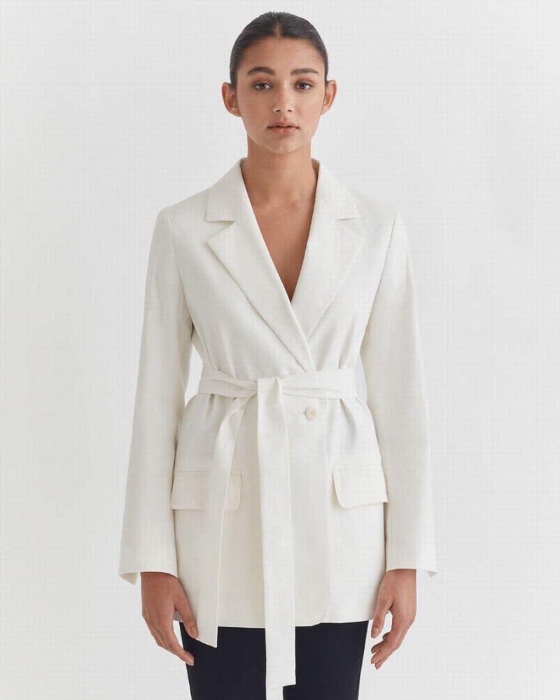 Cuyana Linen Relaxed Blazer Damen Weiß | PED976KT