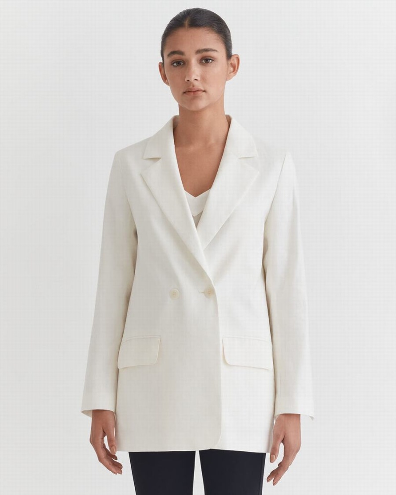 Cuyana Linen Relaxed Blazer Damen Weiß | PED976KT