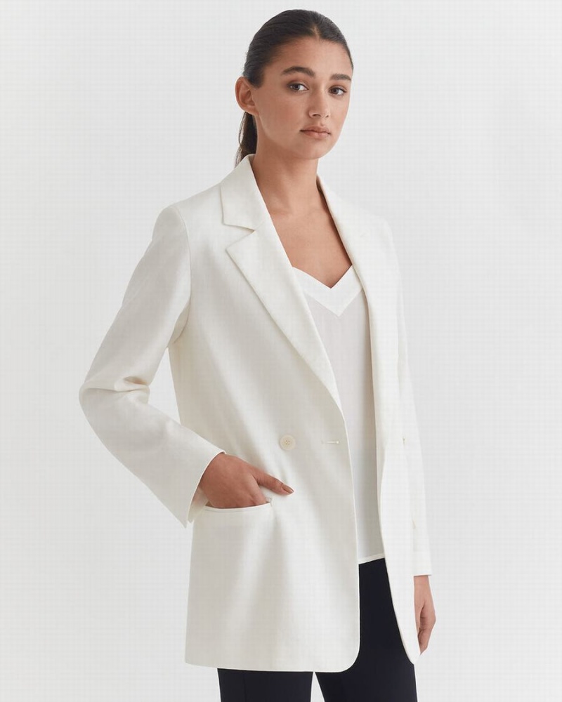 Cuyana Linen Relaxed Blazer Damen Weiß | PED976KT