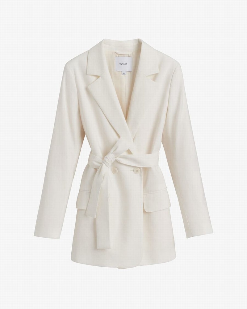 Cuyana Linen Relaxed Blazer Damen Weiß | PED976KT